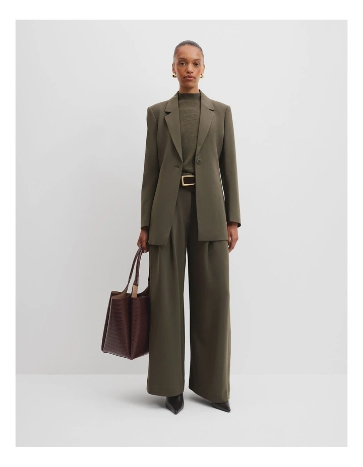 Mitred Slim Blazer in Green image 2