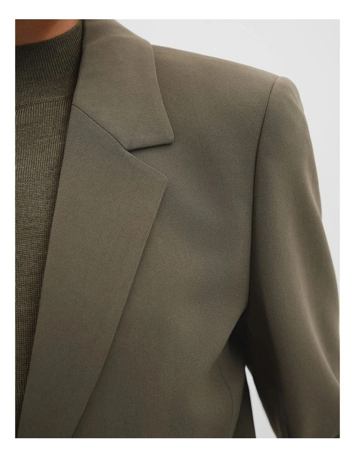 Mitred Slim Blazer in Green image 3