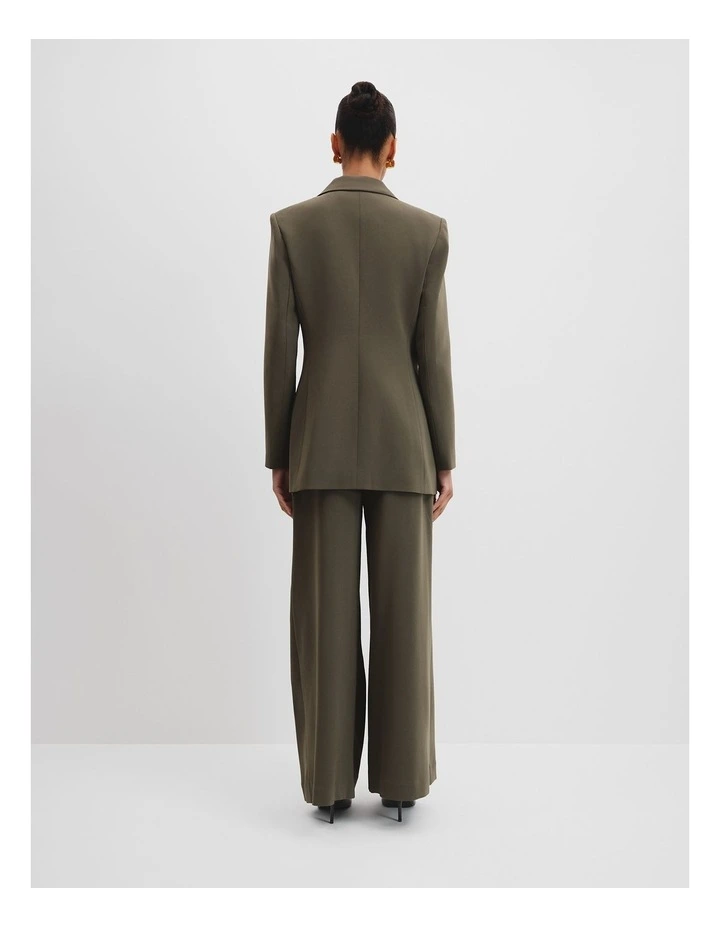 Mitred Slim Blazer in Green image 4