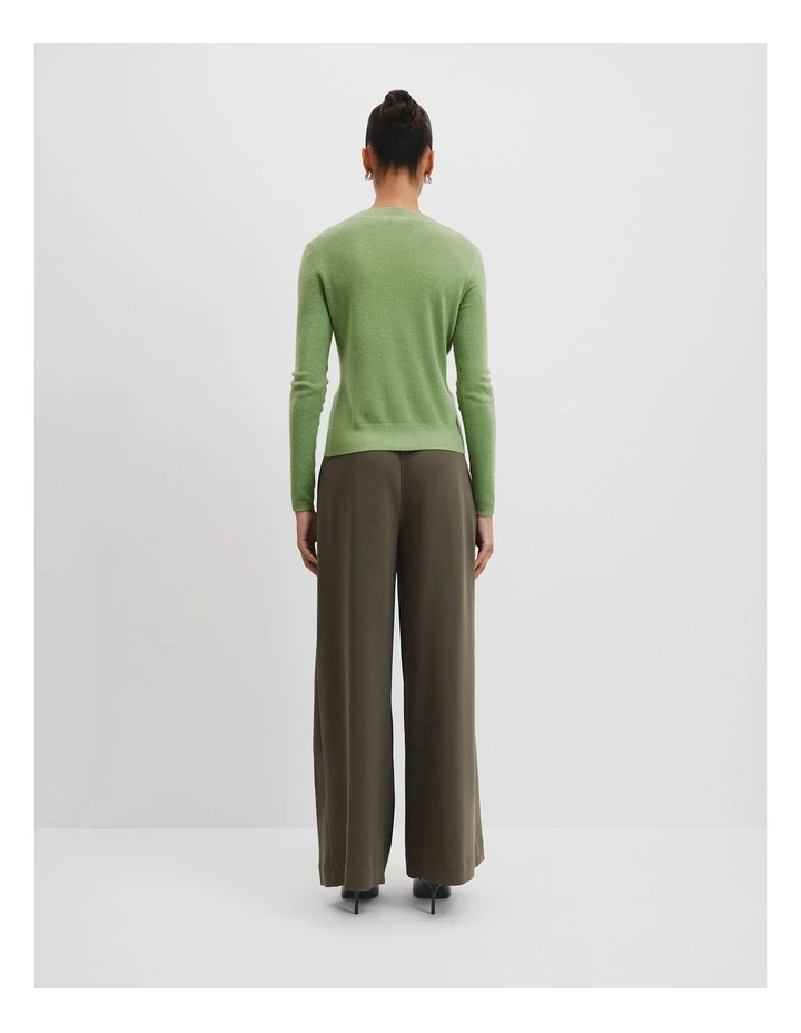 Australian Merino Wool Silk Cardigan in Basil image 4