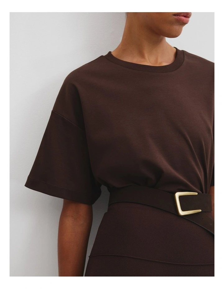 Australian Cotton Oversized Cotton T-shirt in Brunette image 3