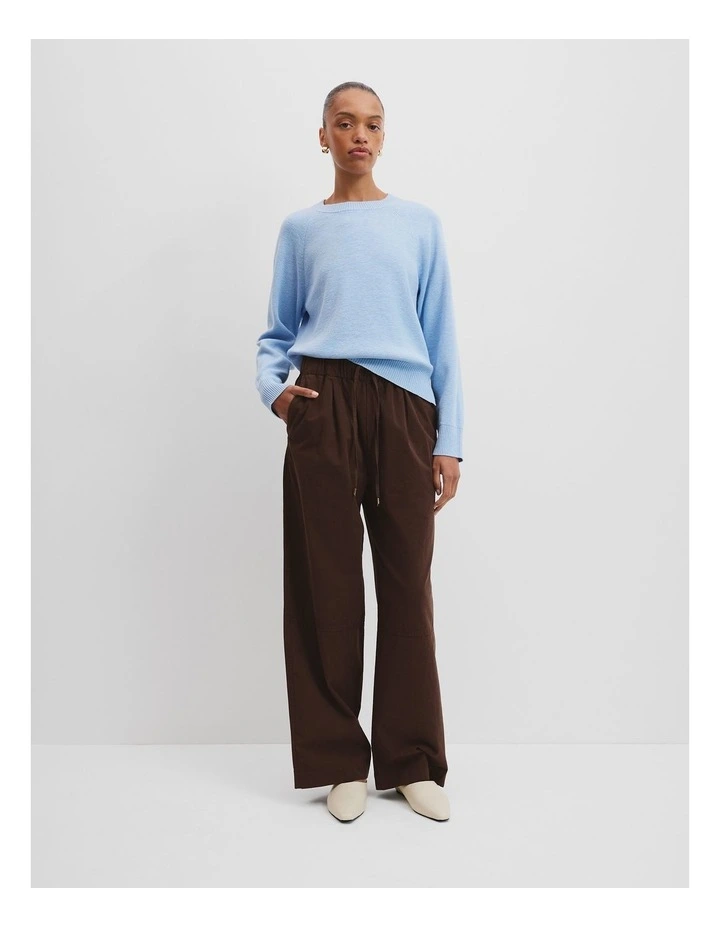 Organically Grown Cotton Linen Crew Knit in Lake Blue image 2