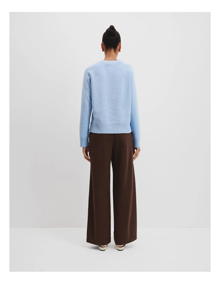 Organically Grown Cotton Linen Crew Knit in Lake Blue image 4