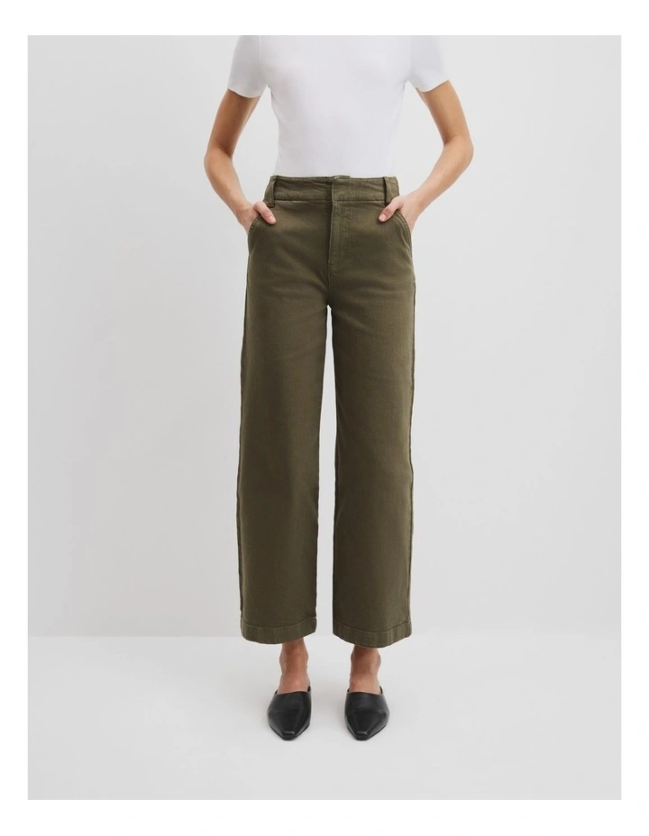 High Rise Wide Leg Jeans in Kelp image 2