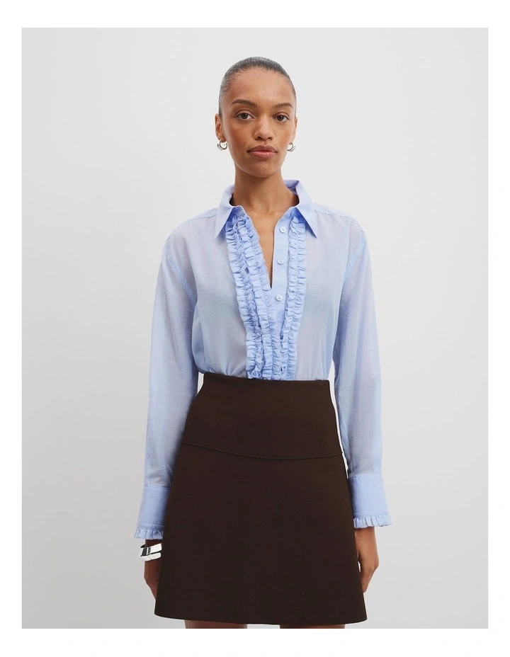 Ruffle Organza Shirt in Lake Blue image 1