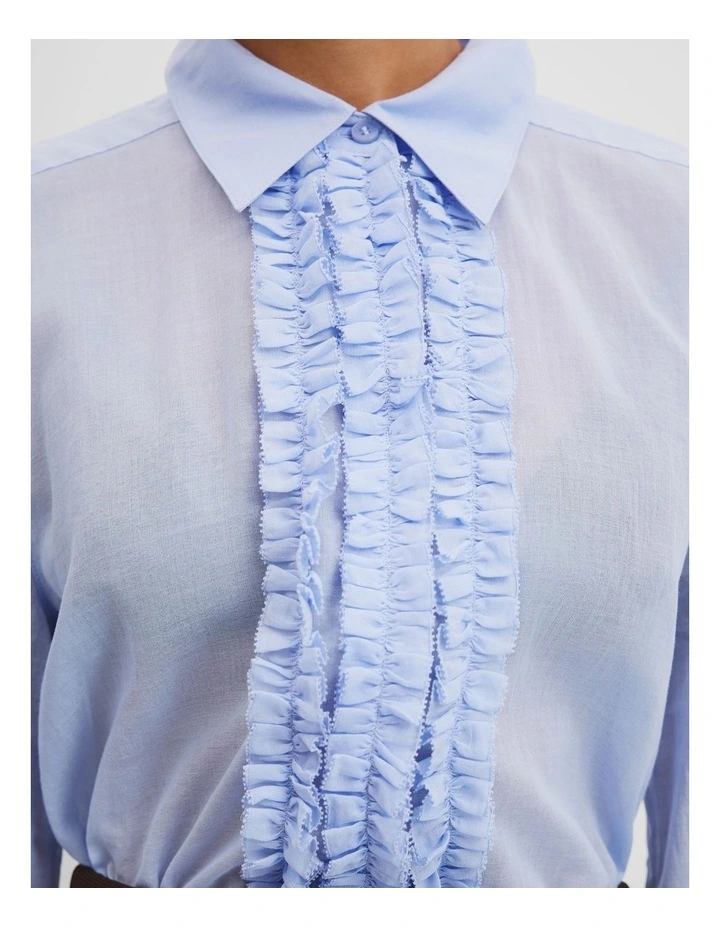 Ruffle Organza Shirt in Lake Blue image 2