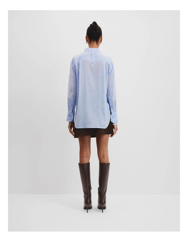 Ruffle Organza Shirt in Lake Blue image 4