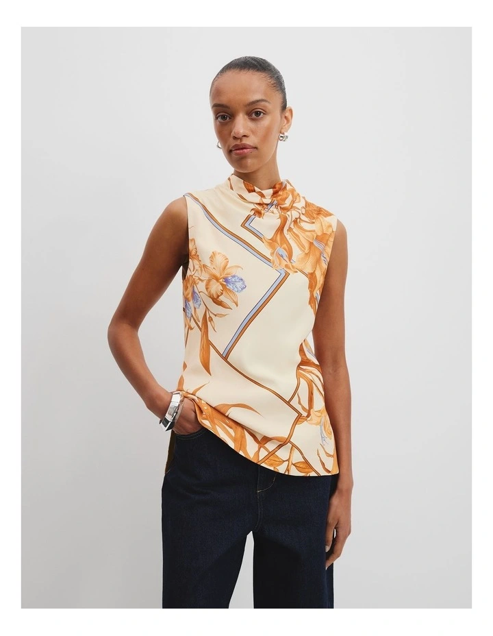 Scarf Print Shell Top in Floral Splice image 1