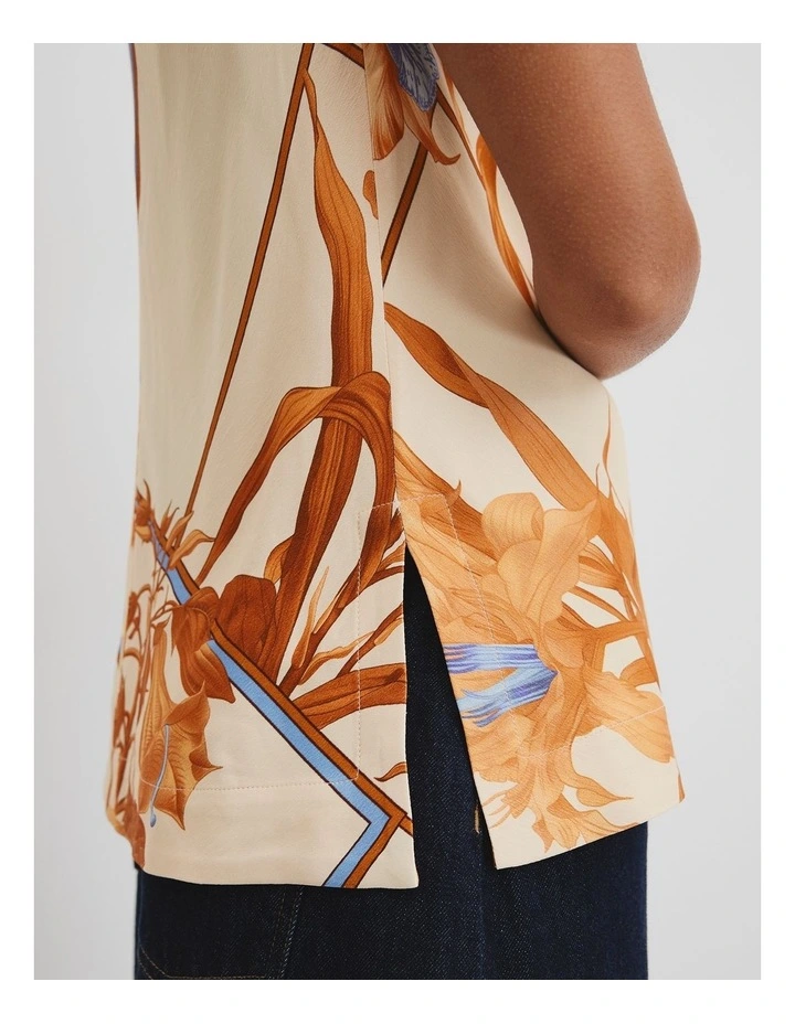 Scarf Print Shell Top in Floral Splice image 2