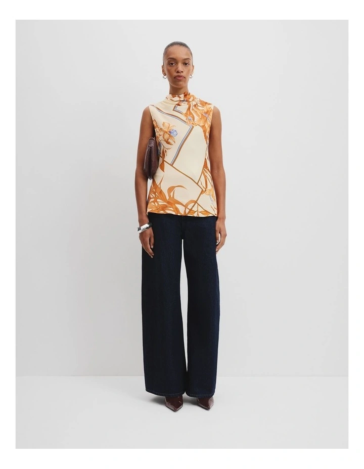 Scarf Print Shell Top in Floral Splice image 3