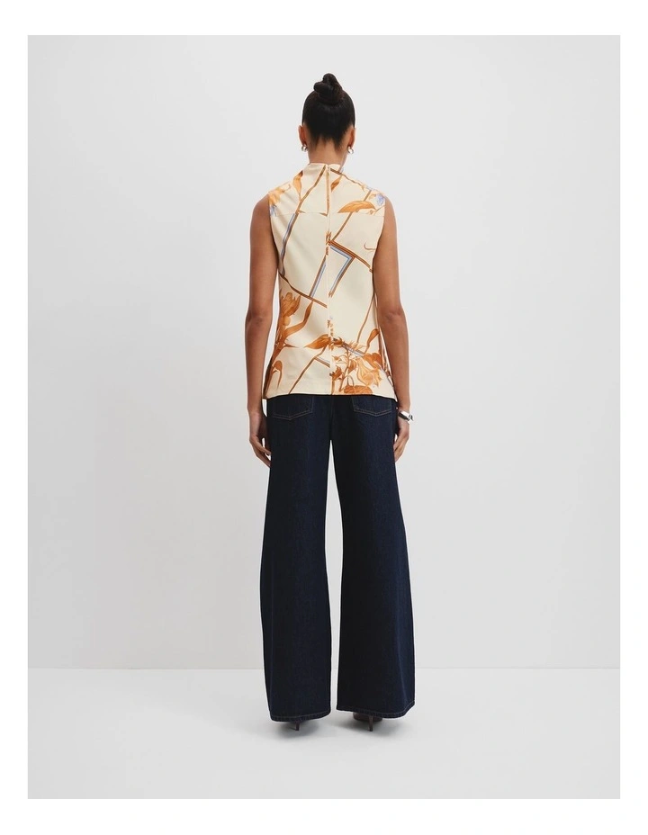 Scarf Print Shell Top in Floral Splice image 4
