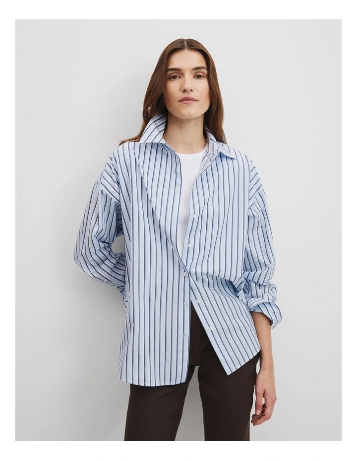 Australian Cotton Multi-stripe Shirt in Blue image 1