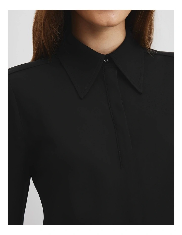 Fitted Crepe Shirt in Black image 2