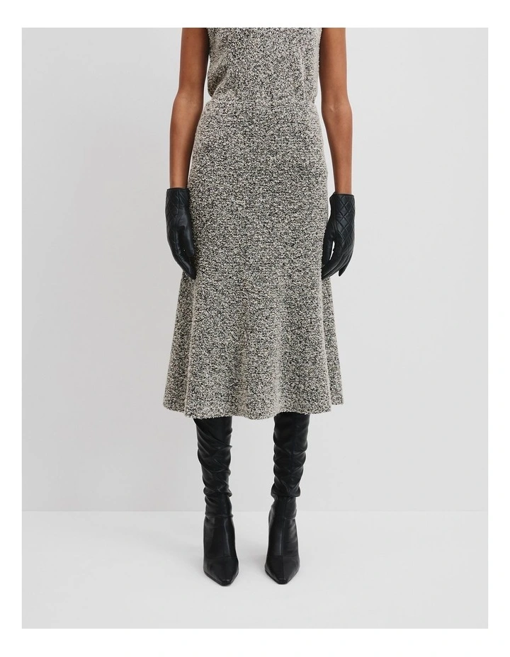 Tweed Knit Skirt in Black Marle image 2