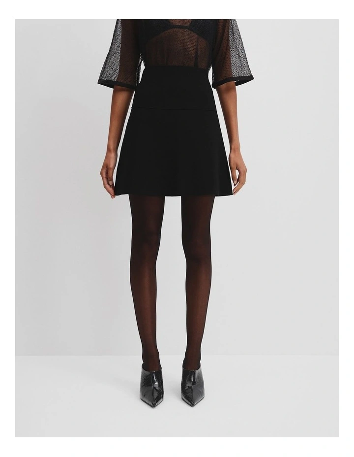 Compact Knit Mini Skirt in Black image 2