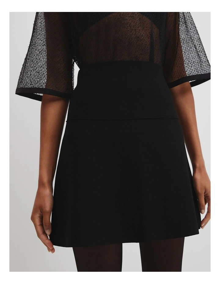 Compact Knit Mini Skirt in Black image 3