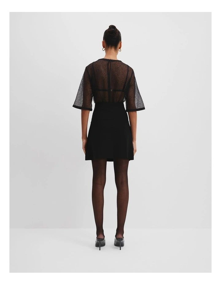 Compact Knit Mini Skirt in Black image 4