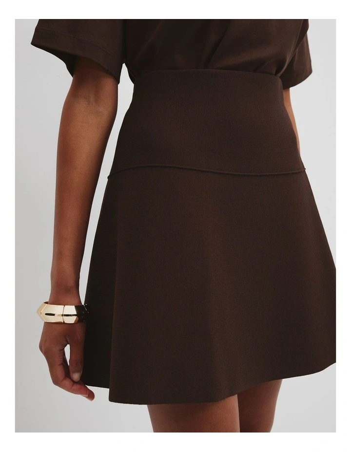 Compact Knit Mini Skirt in Brunette image 2