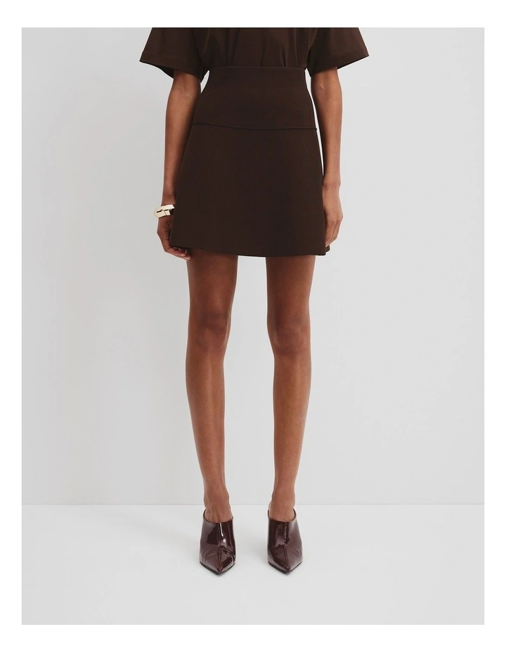 Compact Knit Mini Skirt in Brunette image 3