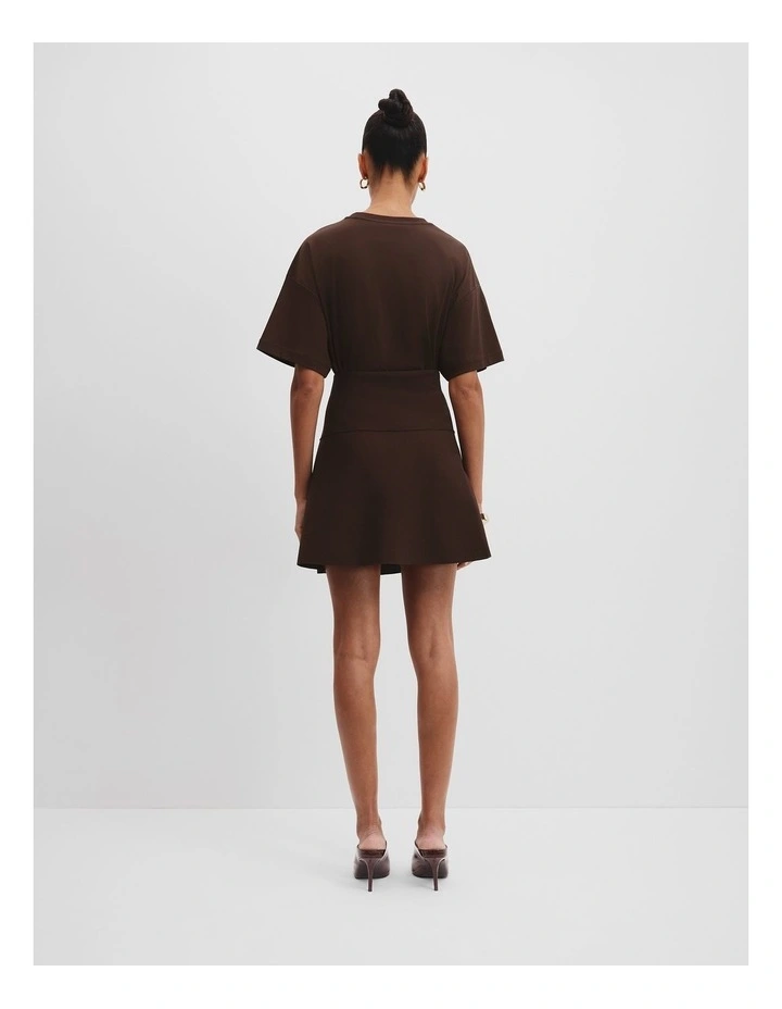 Compact Knit Mini Skirt in Brunette image 4