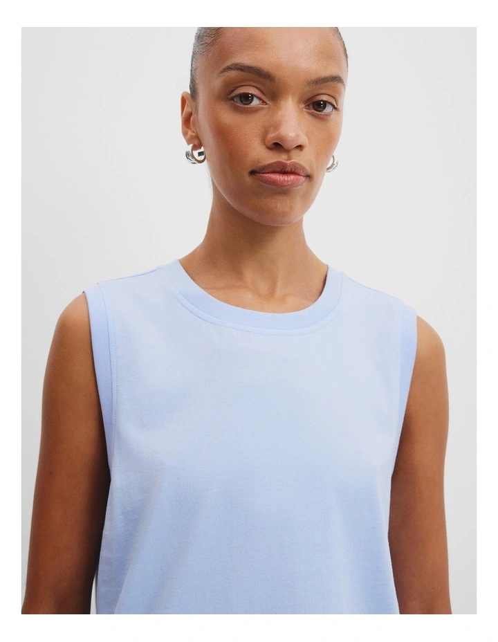 Australian Cotton Relaxed Tank in Lake Blue image 2