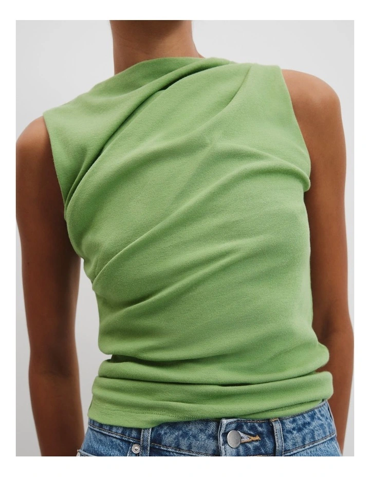 Fitted Drape Tank in Basil image 2