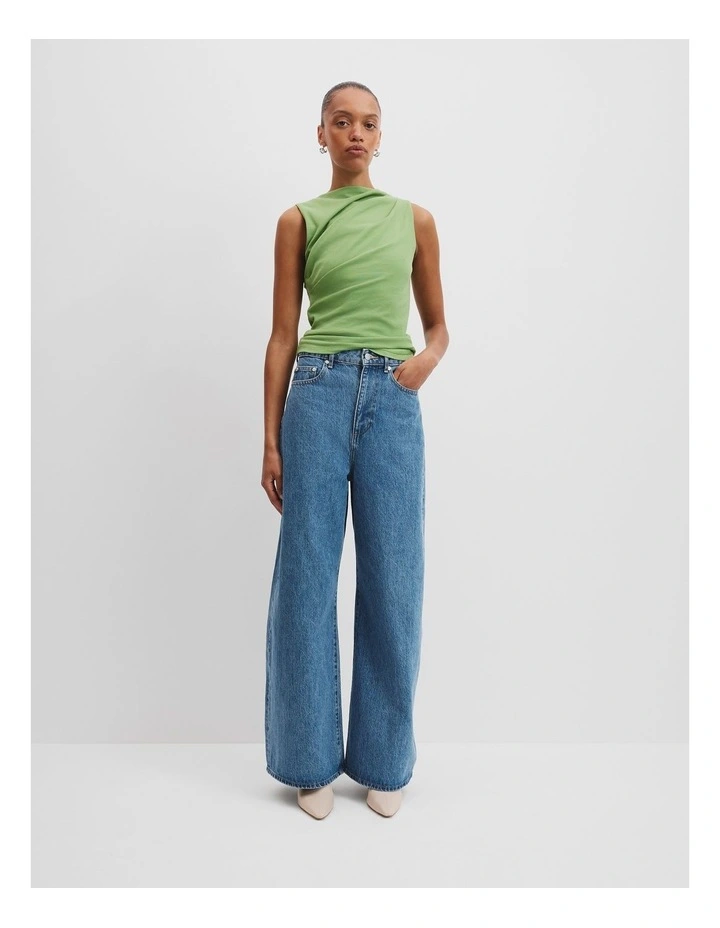 Fitted Drape Tank in Basil image 3