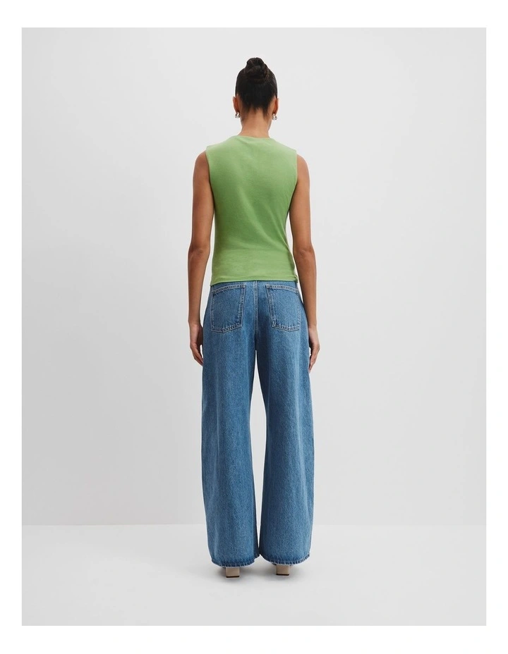 Fitted Drape Tank in Basil image 4
