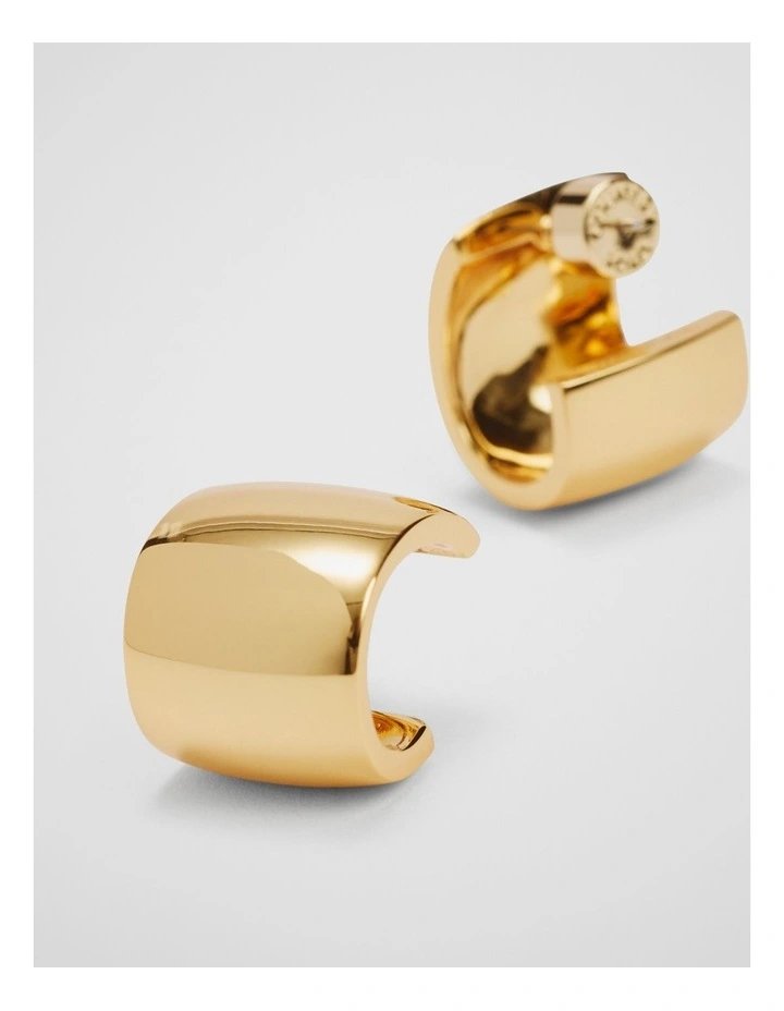 Large Wide Hoop Earrings in Gold image 2