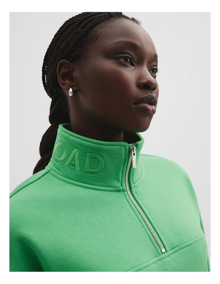 Australian Cotton Logo Half Zip Neck Sweat in Jade Green image 2