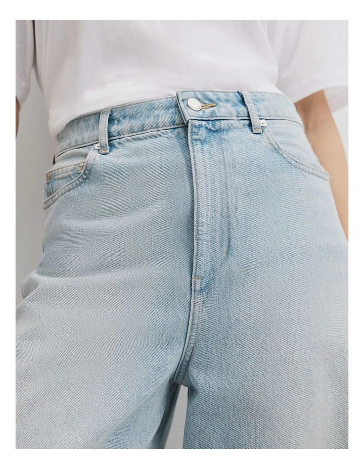 Curved Wide Jean in Faded Stone Wash image 3