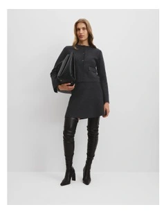 Compact Wool Knit Jacket in Black Marle