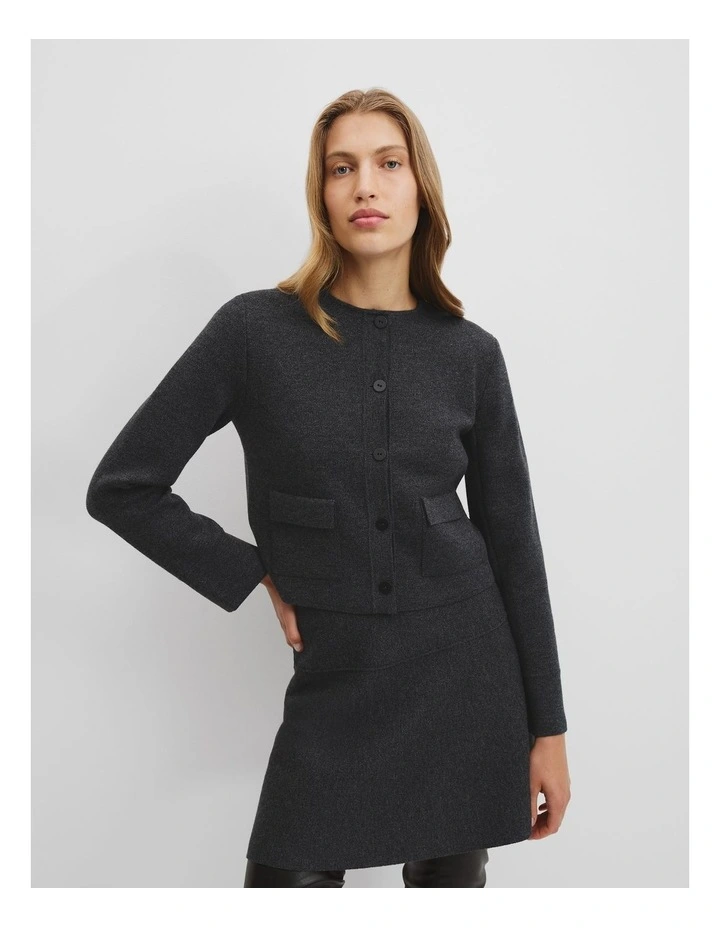 Compact Wool Knit Jacket in Black Marle image 2