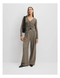 Australian Merino Wool Silk Cardigan in Brunette Marle