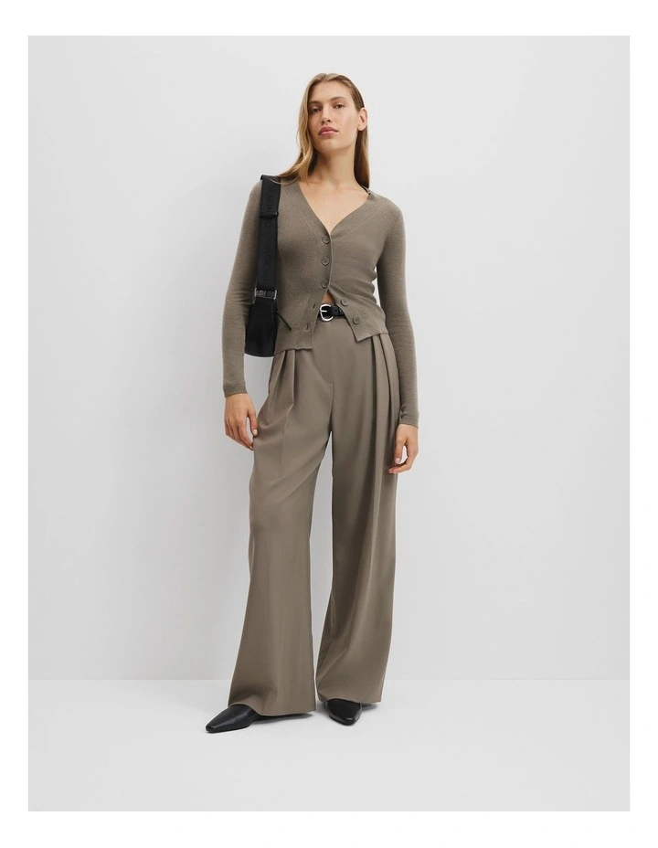 Australian Merino Wool Silk Cardigan in Brunette Marle image 1