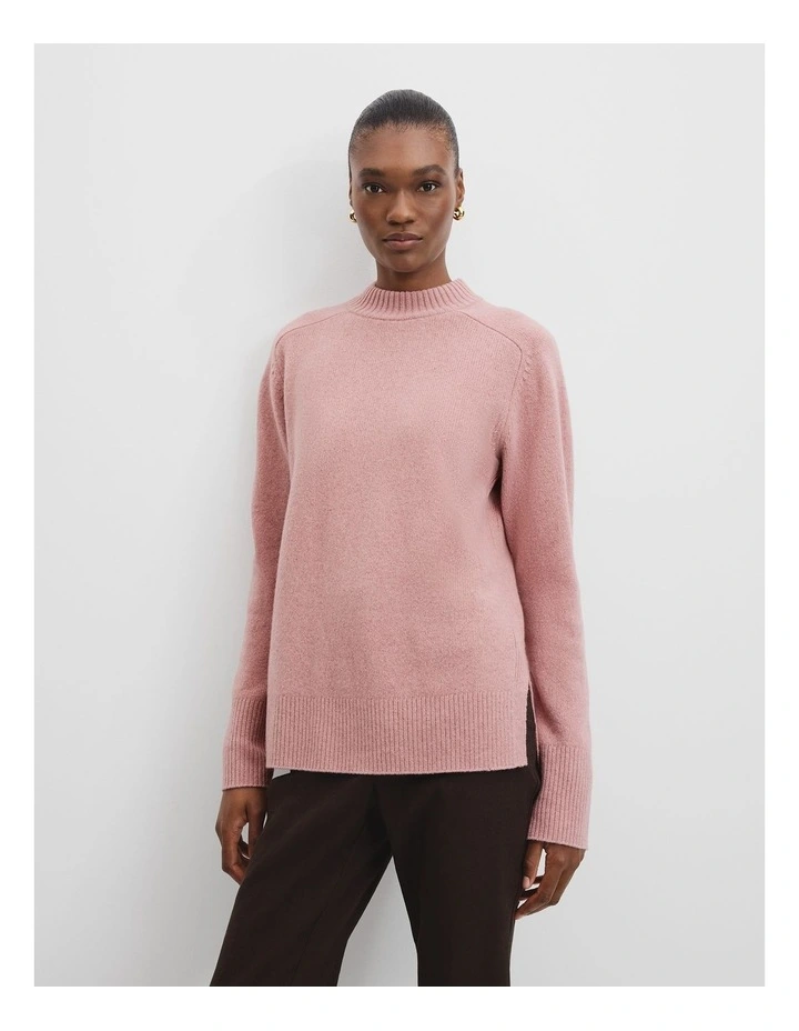 Verified Australian Merino Wool Longline Knit in Crepe Pink image 1