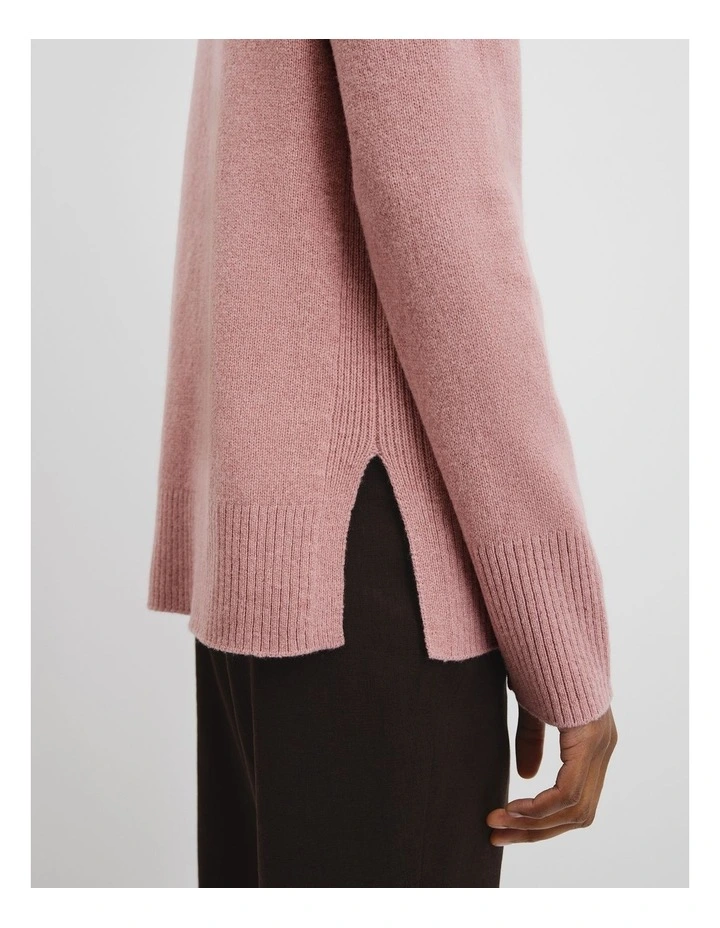 Verified Australian Merino Wool Longline Knit in Crepe Pink image 2