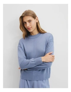 Verified Australian Merino Wool Crew Neck Knit in Steel Blue