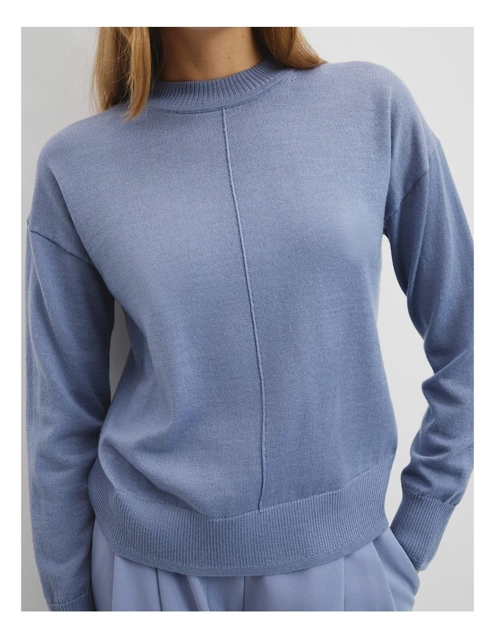 Verified Australian Merino Wool Crew Neck Knit in Steel Blue image 2