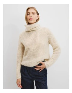 Funnel Neck Lofty Knit in Bone