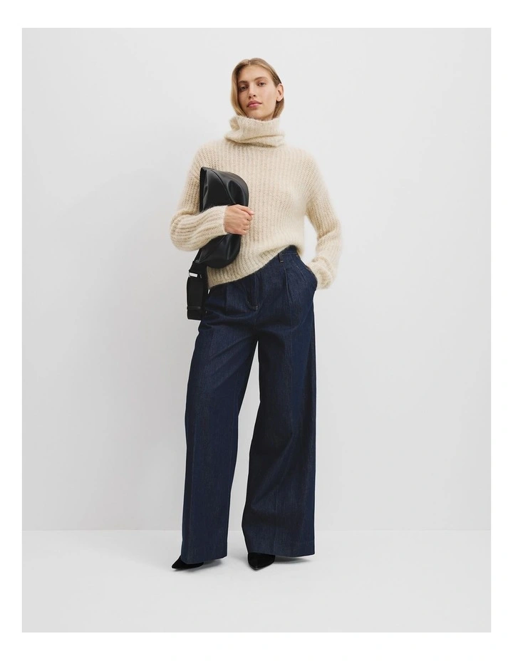 Funnel Neck Lofty Knit in Bone image 2