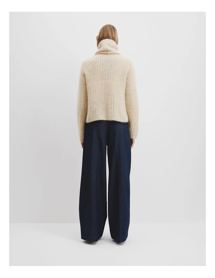Funnel Neck Lofty Knit in Bone image 4