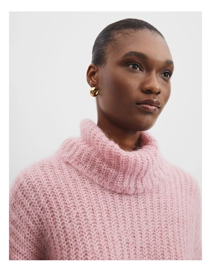 Funnel Neck Lofty Knit in Crepe Pink image 2