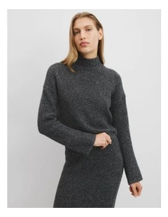 Melange Knit Mock Knit in Carbon