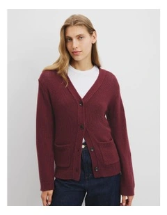Relaxed Knit Cardigan in Rosewood