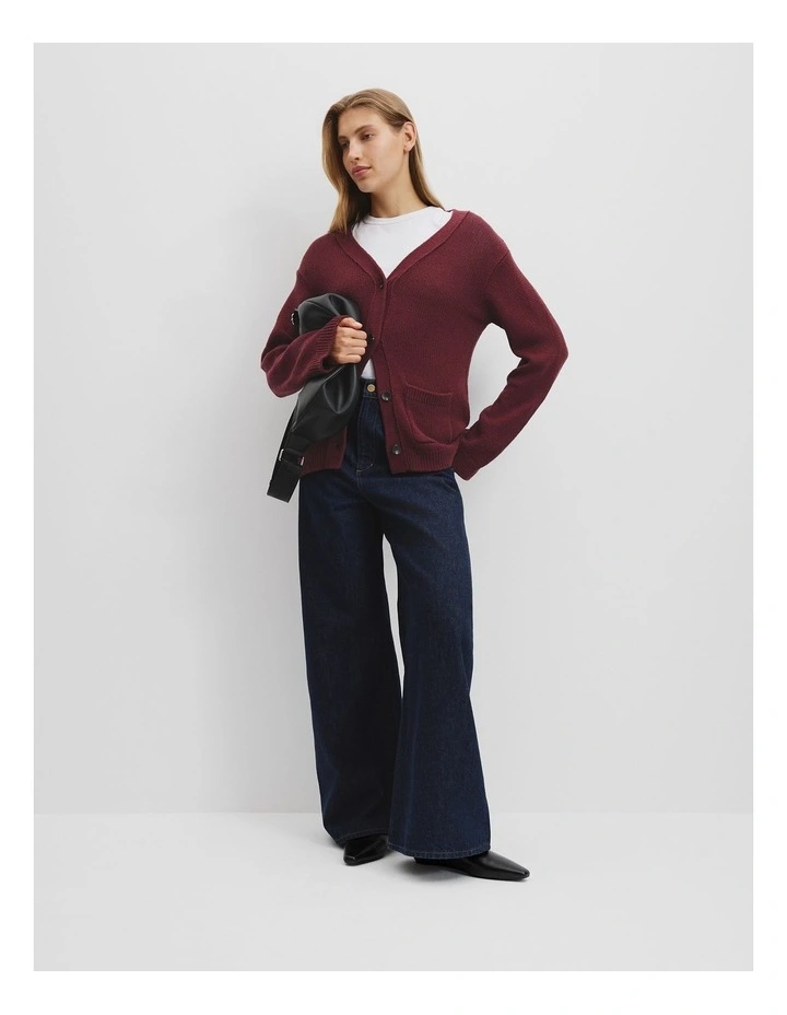 Relaxed Knit Cardigan in Rosewood image 2