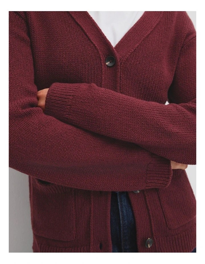 Relaxed Knit Cardigan in Rosewood image 3