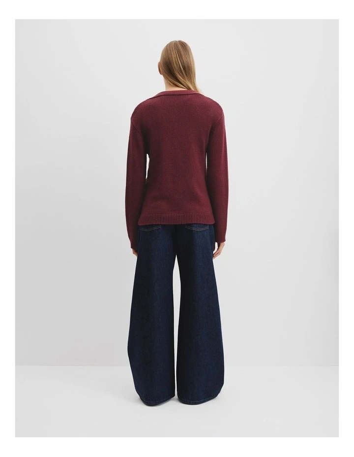 Relaxed Knit Cardigan in Rosewood image 4