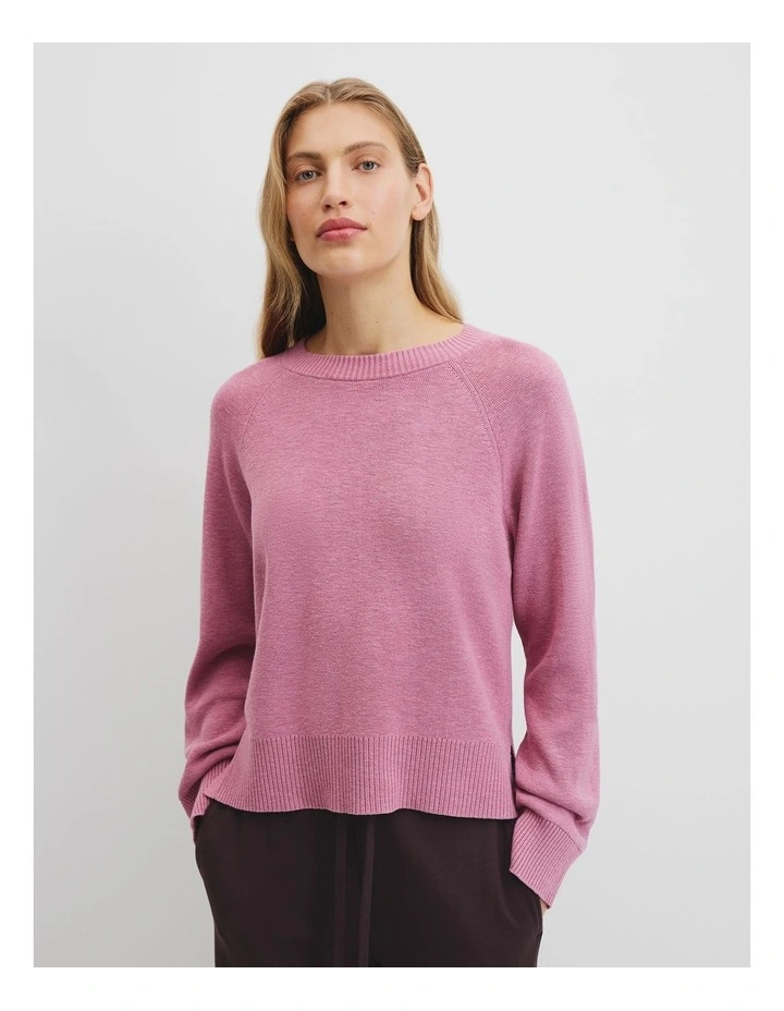 Organically Grown Cotton Linen Crew Knit in Dusty Rose image 1