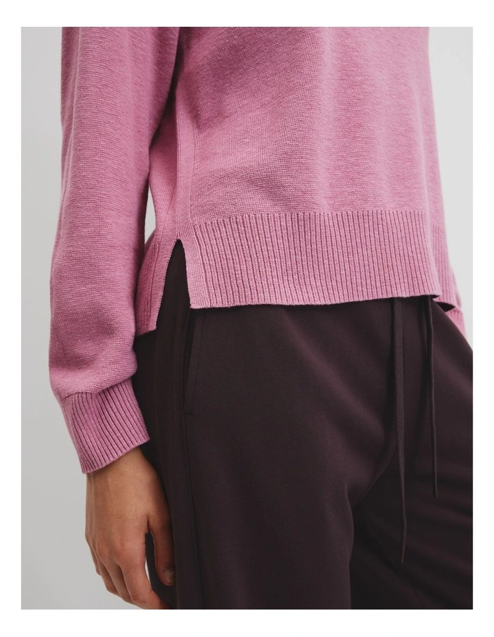 Organically Grown Cotton Linen Crew Knit in Dusty Rose image 2